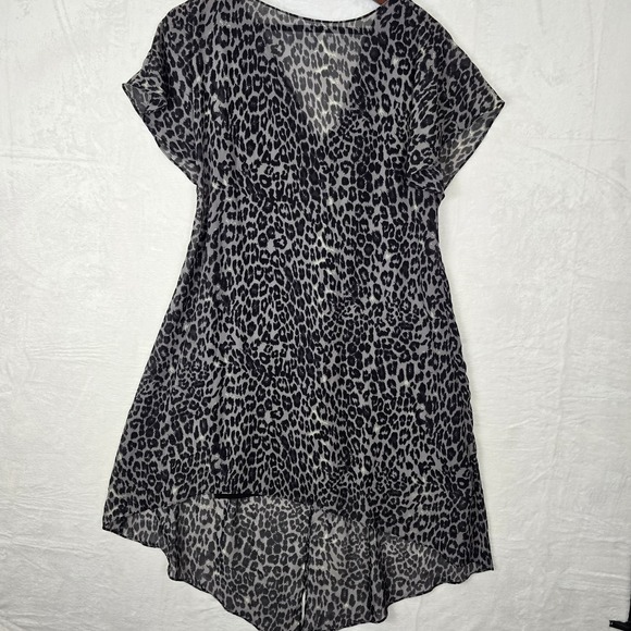 Adrianna Papell Dress Size Small Animal Print Chiffon Overlay Assymetric Short - Picture 3 of 14